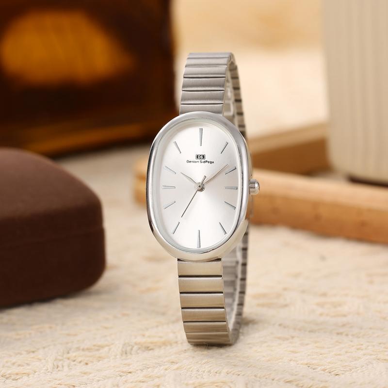 Fresh, stylish wristwatch with forest-themed dial and steel strap, suitable for students.