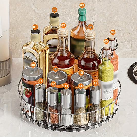 Rotating Seasoning Rack Holder Holds Spice Rack Organizer, Desktop Storage Box, Cosmetics Tray, Fruit Tray, Kitchen Utensils, Apartment and College Dorm Essentials, Perfect for School, Organizing Kitchen Items and Home Storage Accessories