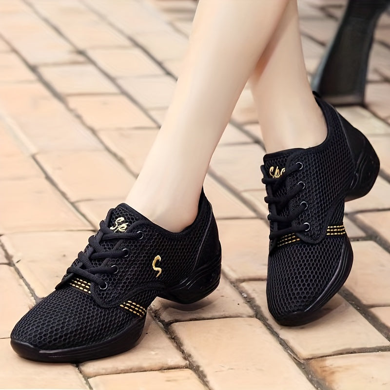 Breathable lace-up low top sneakers for women, ideal for dance and casual outdoor sports.