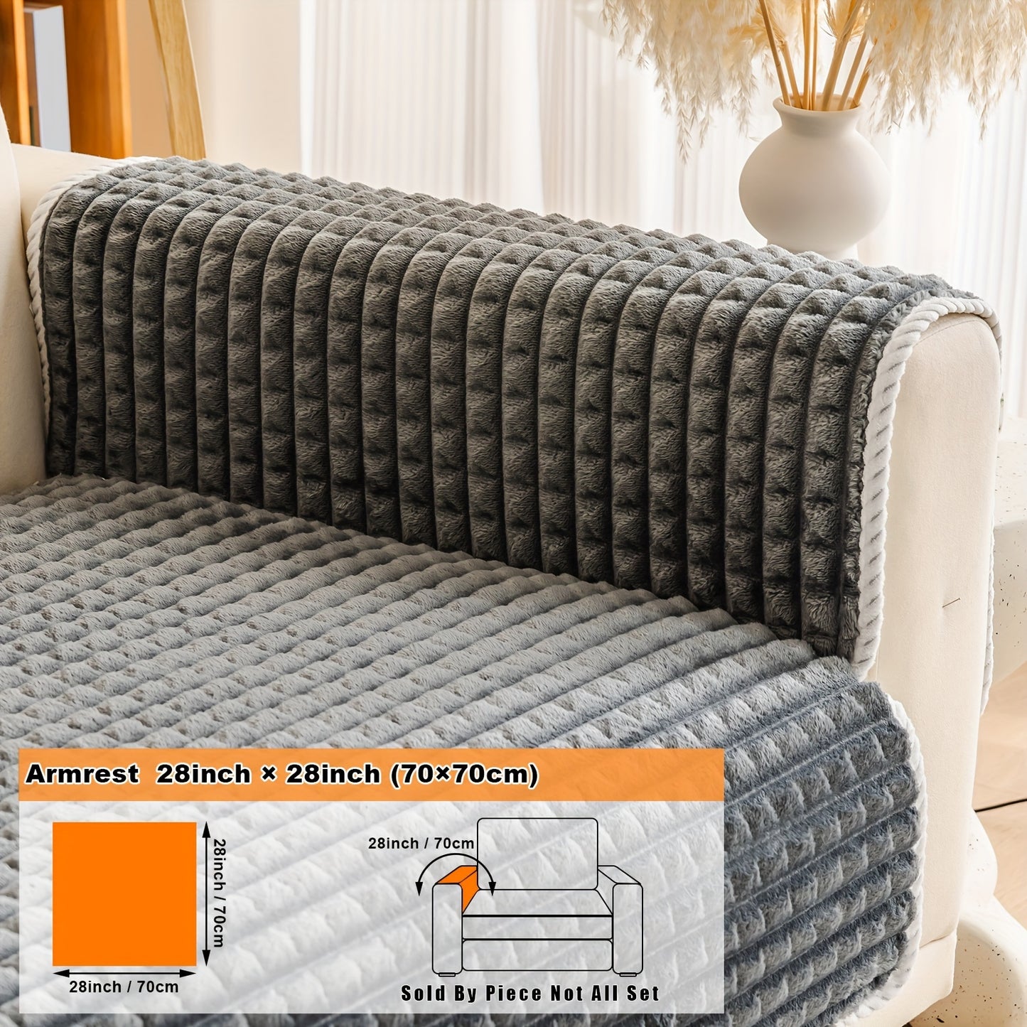 Thick, non-slip plush sofa cover suitable for all types of furniture, pet-friendly, easy to clean.