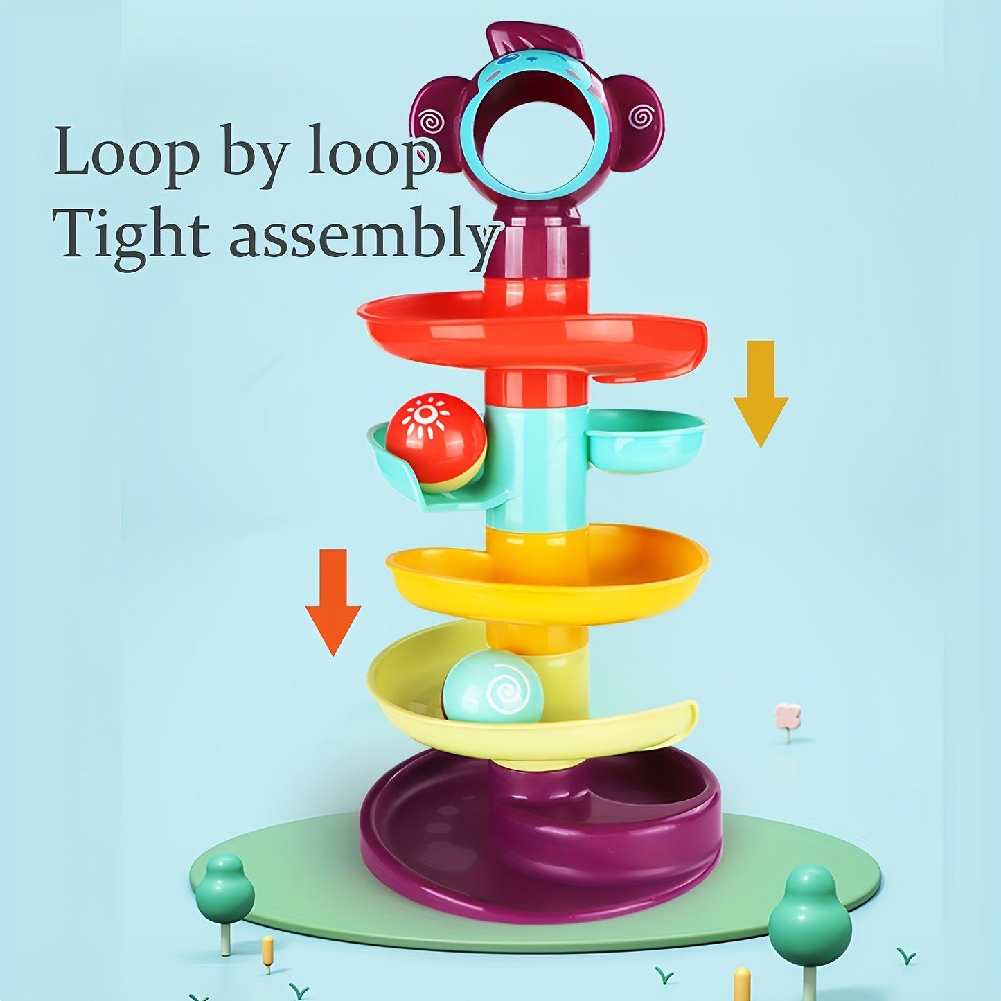 Entertaining Educational Tower of Fun: Rolling Ball Toy, Rotating Stacking Game – Perfect Gift for Holidays and Birthdays!