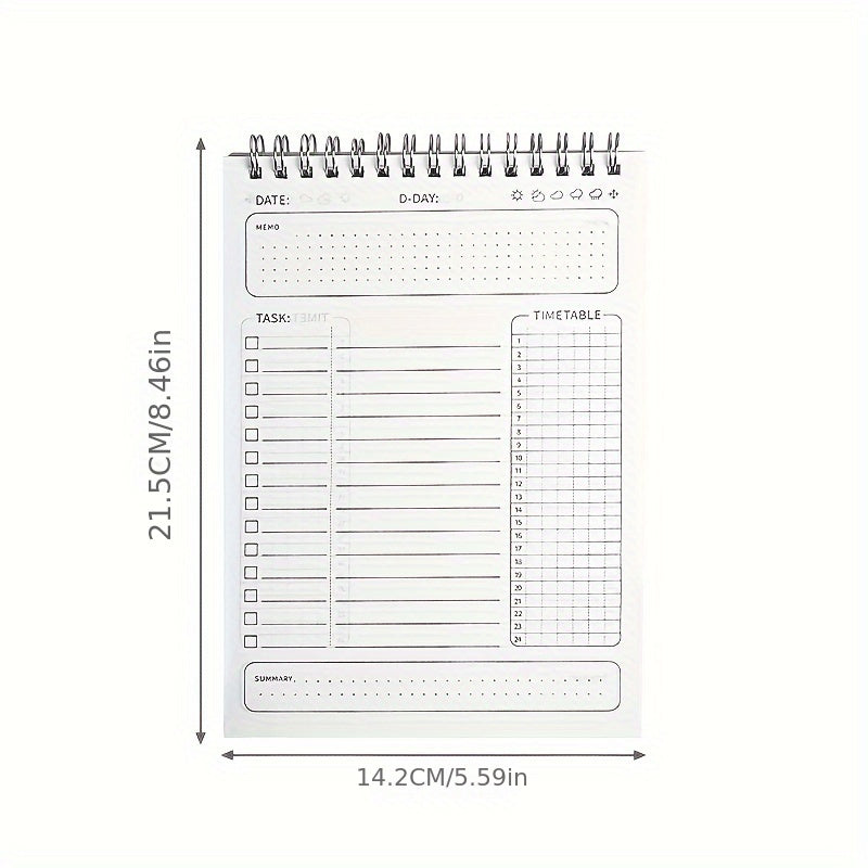 A5 daily planner notebook with 160 pages for organizing schedules and tasks at work or school.