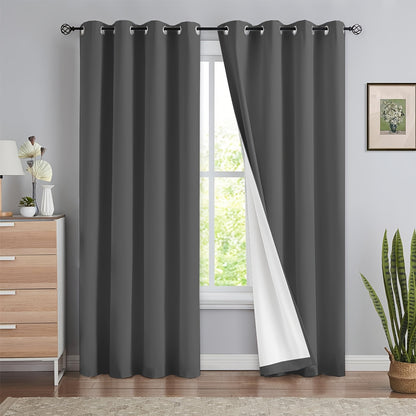 2 blackout curtains for home décor, 100% full blackout with white lining, 54x84 inches, off-white.