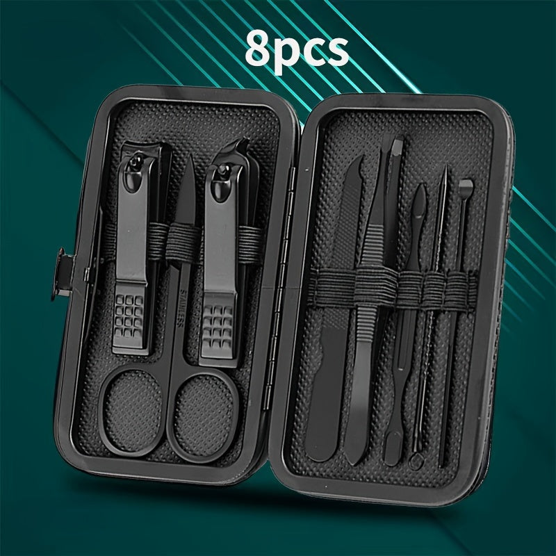 Nail clippers set with 8/15/24 pieces in a portable travel case for professional manicure and pedicure grooming on the go.