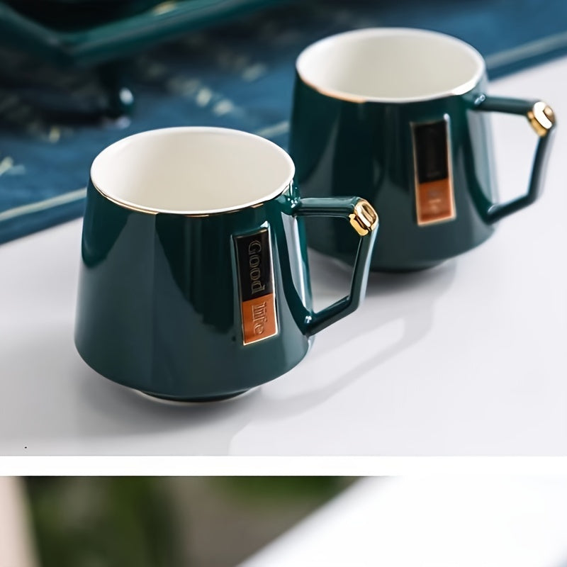 Stylish Nordic Ceramic Tea Set - Comes with Kettle, Cups & Tray - Suitable for Home, Office, and Restaurant - Handwashing Recommended