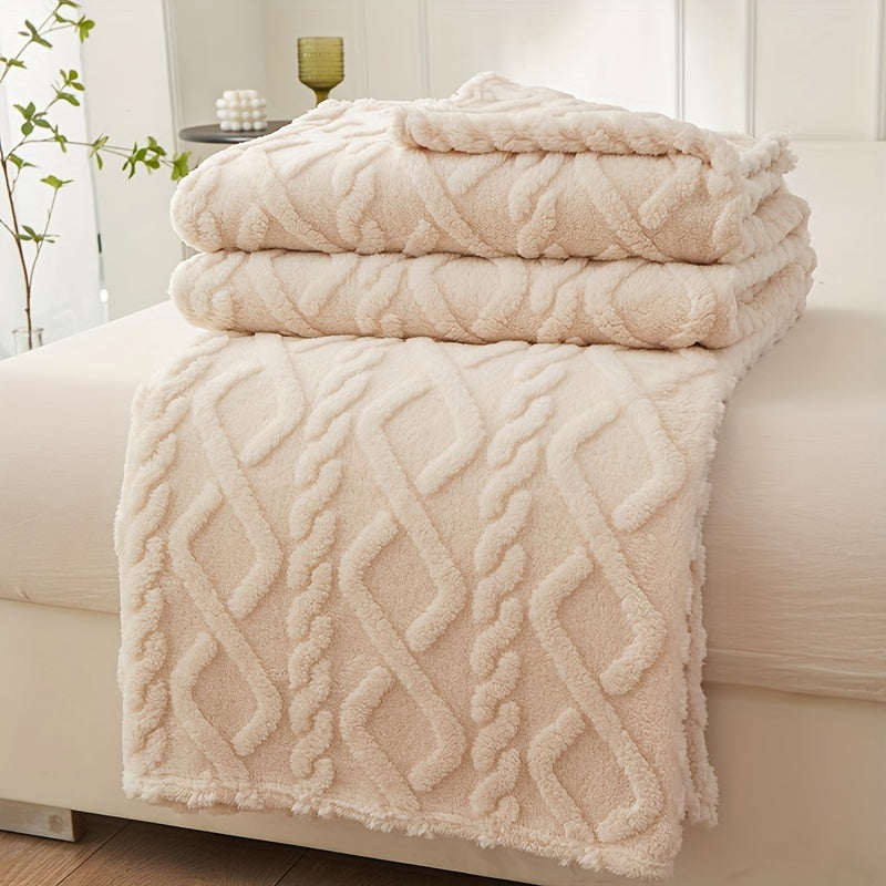 One piece of Flannel Blanket, perfect for your sofa, with a plush, soft texture that is both cozy and comfortable. This 3D Jacquard woven blanket is ideal for adding a touch of style to your home decor. Lightweight yet warm, this blanket offers a