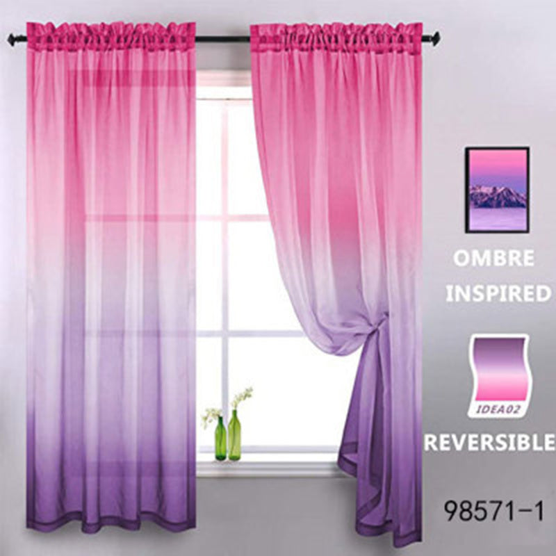 Elegant home decor - 1pc of gradient sheer curtains featuring top & bottom two-tone design in wear rod style.