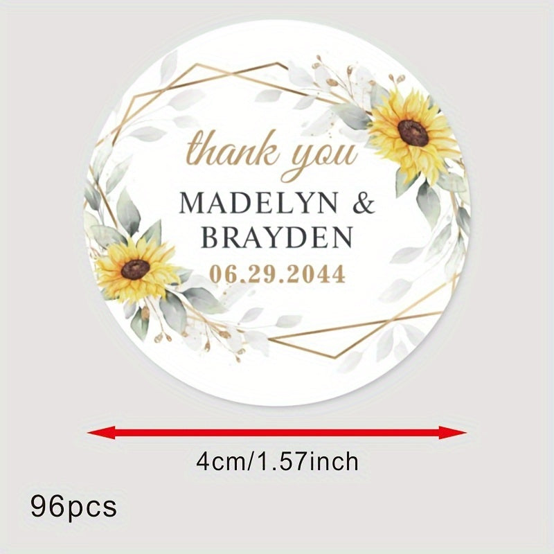 Personalized Round Labels for Bridal Showers - Custom Thank You Stickers with Name & Date, Matte Finish on Recyclable Paper