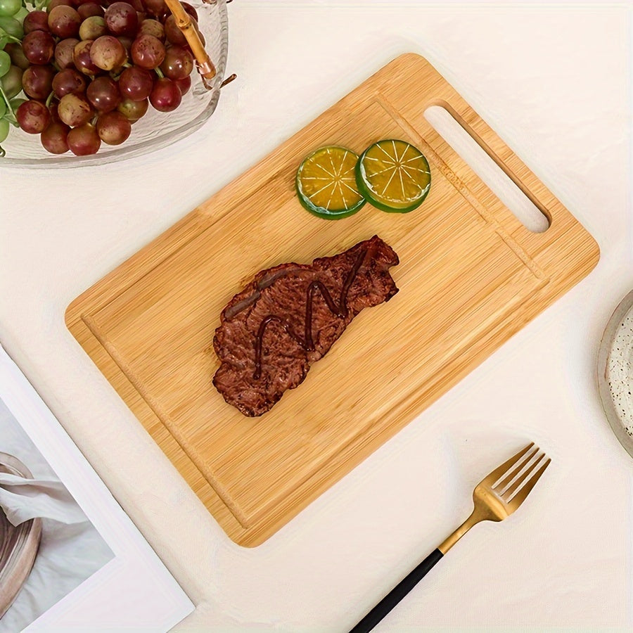 3-piece set of Bamboo Cutting Boards featuring Juice Groove - Sturdy, Knife-Friendly, and Comfortable Grip for Effortless Fruit and Vegetable Preparation - Great for Cutting Steak, Cookies, and More - Essential Kitchen Tools for Every Home