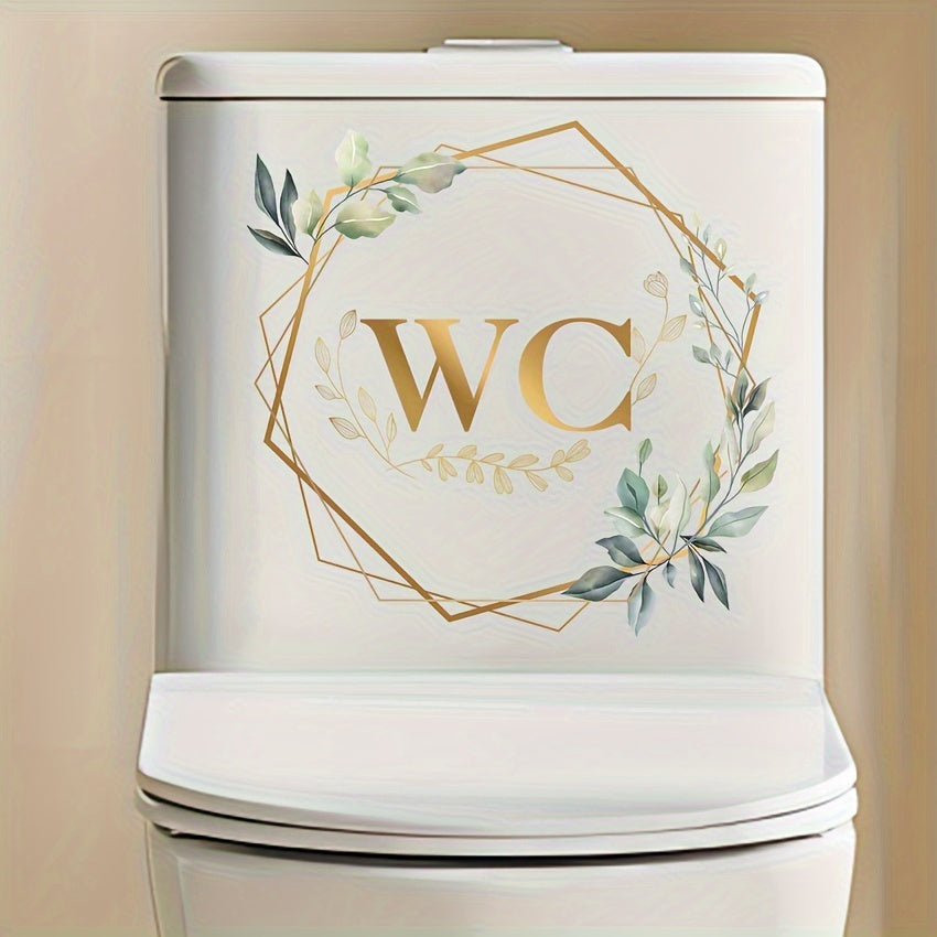 One self-adhesive WC door decal with floral and geometric design, suitable for ceramic surfaces. The decal is a single-use embellishment for the toilet lid.