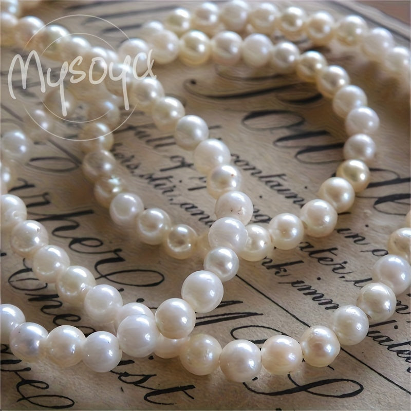 Elegant freshwater pearl necklace crafted by hand, featuring natural 6-7mm white pearls - the June birthstone. This luxurious piece is free of any plating and is perfect for both weddings and everyday wear. An ideal Valentine's gift, it comes with a