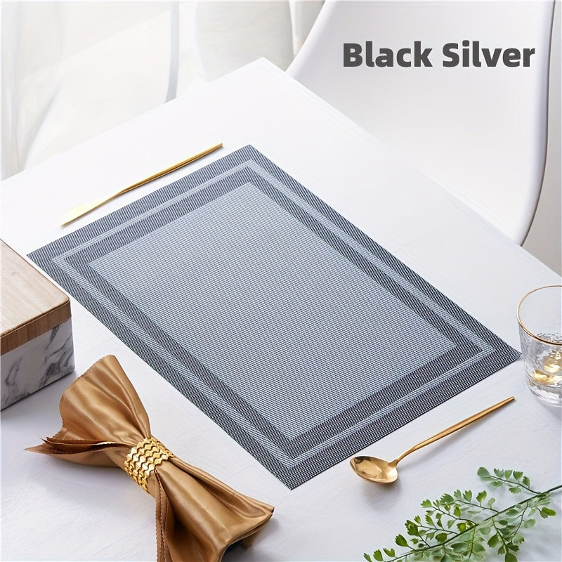 4-piece household kitchen insulation table mat, water and heat-resistant, simple design for hotels, bars, and tea cups. Thick striped mat for protection.