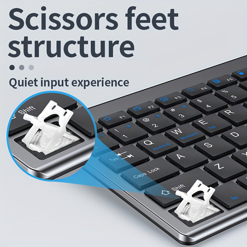 Rechargeable full-size wireless keyboard and mouse combo for multiple devices.