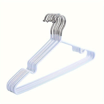 Set of 10 Seamless Metal Hangers with Grooved Design, Non-Slip Wardrobe Clothes Organizer for Home and Kitchen Storage