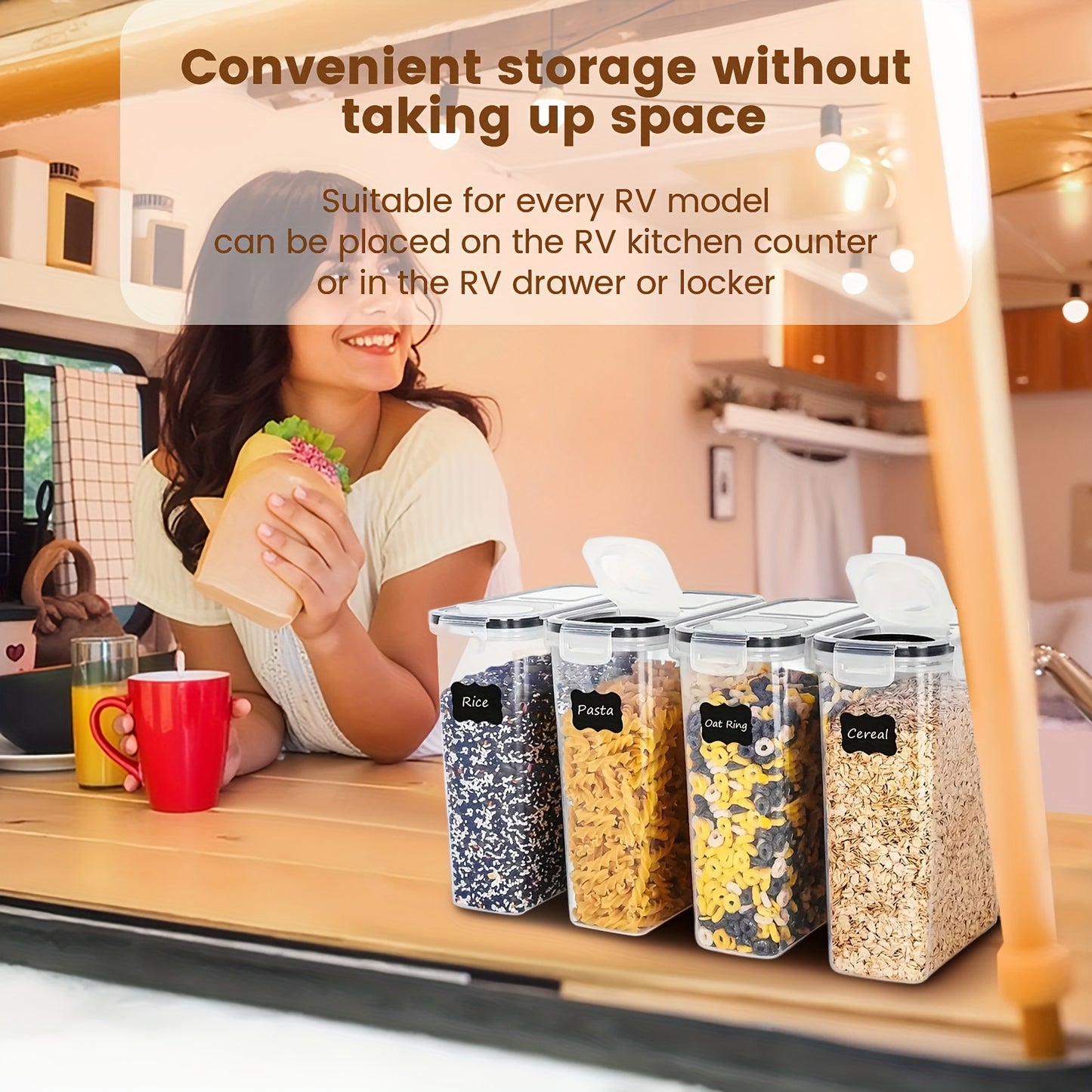 30pcs Airtight Food Storage Containers for RV Kitchen Pantry Organization and Storage, BPA-Free, Plastic Storage Canisters with Lids - Flour & Sugar. Suitable for home use.