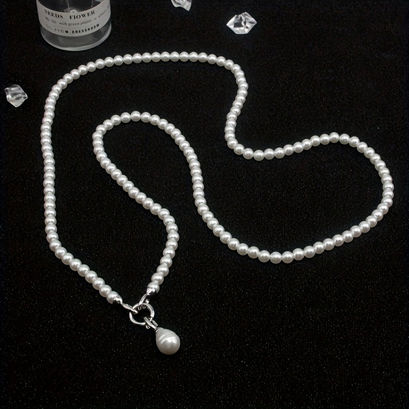 Add a touch of French elegance with this long white beaded necklace, perfect for casual wear or parties. Versatile and chic, it can be stacked or worn as a cold style statement piece. Also, can be used as a stylish shoulder bag decoration.