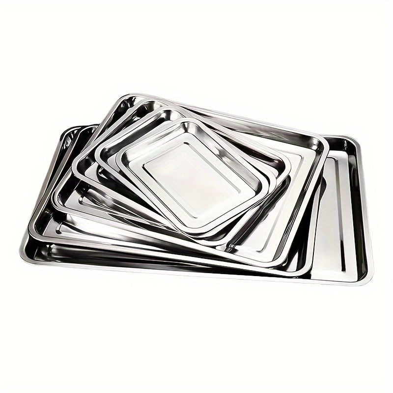 Stainless Steel Rectangular Tray - Versatile for BBQ Grill, Baking Fish, Steaming Food, and Serving Rice