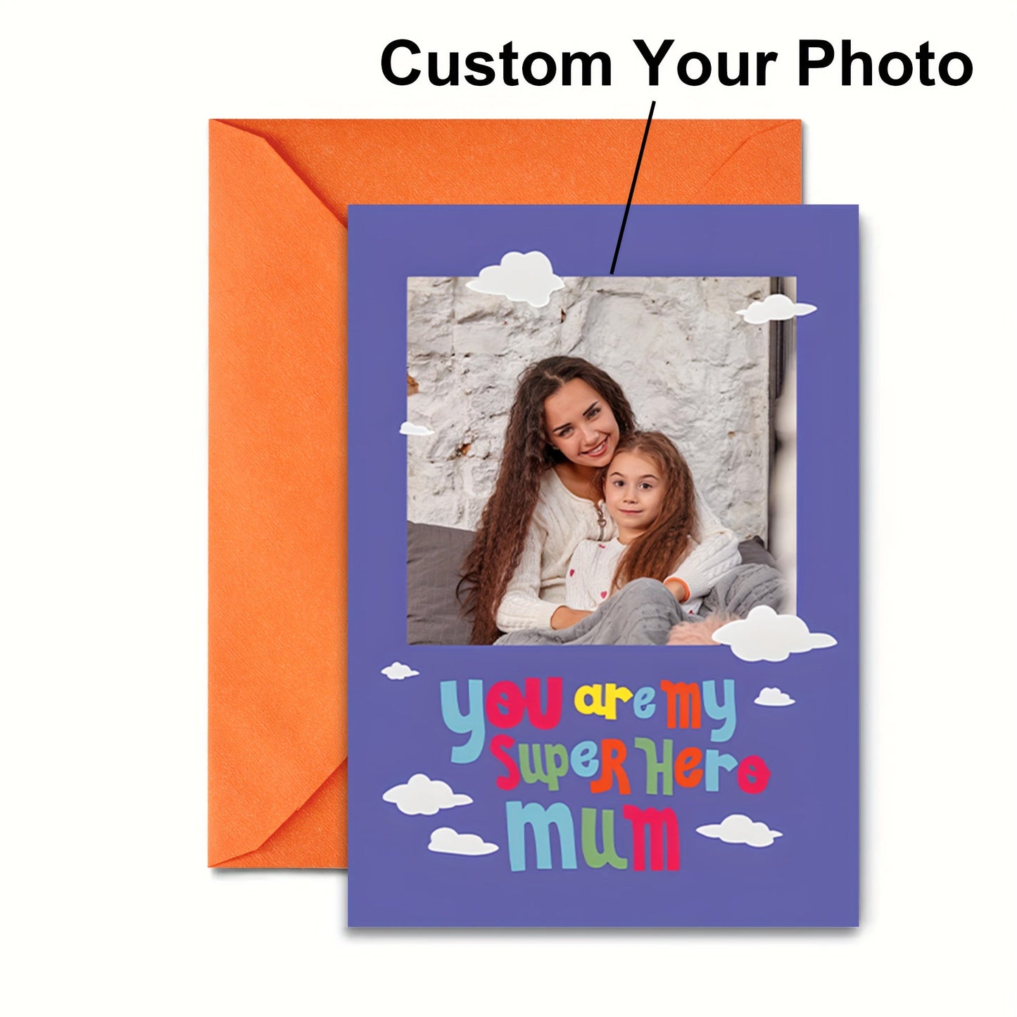 Mum, You Are My Superhero - Personalized Thank You Card with Custom Photo, Creative Blessings and Mother's Day Gift