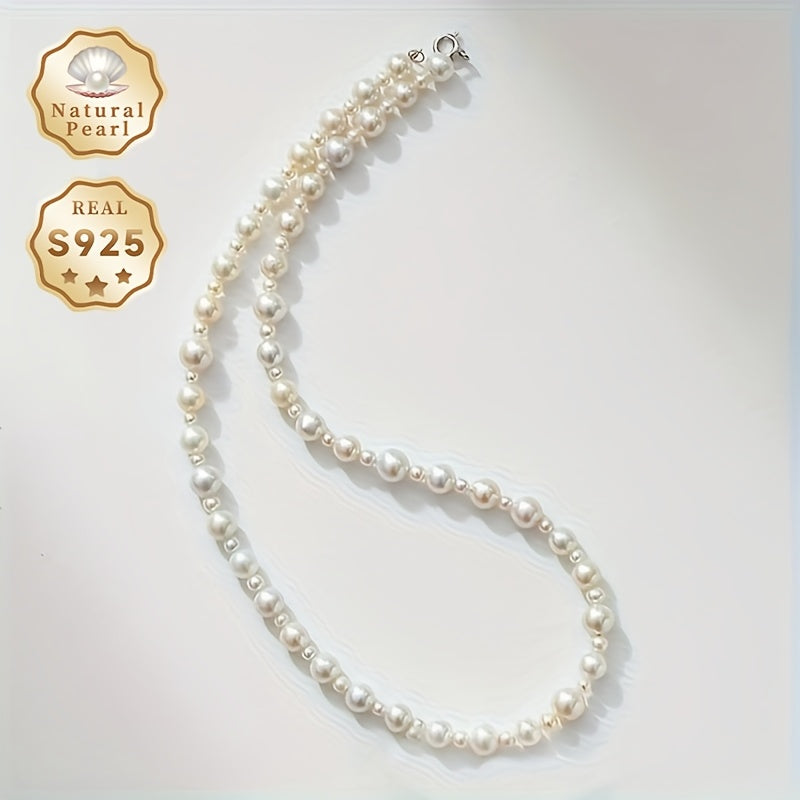 Add a touch of elegance to your look with the MUFAN Freshwater Pearl Necklace for Women. Featuring a luxurious and simple design with a S925 silver clasp, this necklace is perfect for any occasion, from weddings to daily wear. The June birthstone adds a