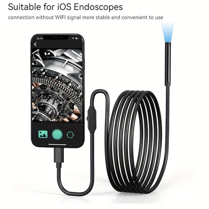 ZOIOT Industrial Endoscope Camera: 5.5mm lens, 1080P HD resolution, bendable probe, USB powered, iOS compatible, high-quality micro camera.