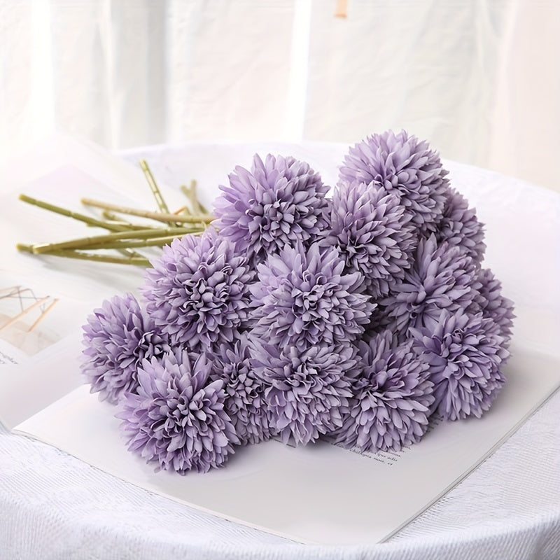 5 artificial chrysanthemum and dandelion flowers for DIY wedding decor.