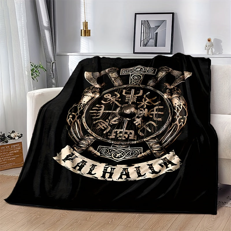 Stay warm and cozy with our 1pc Flanged Blanket featuring a retro Viking logo print. This comfortable and plush blanket is perfect for camping, sofa, bed, couch, and office use. It makes a great gift for all seasons.