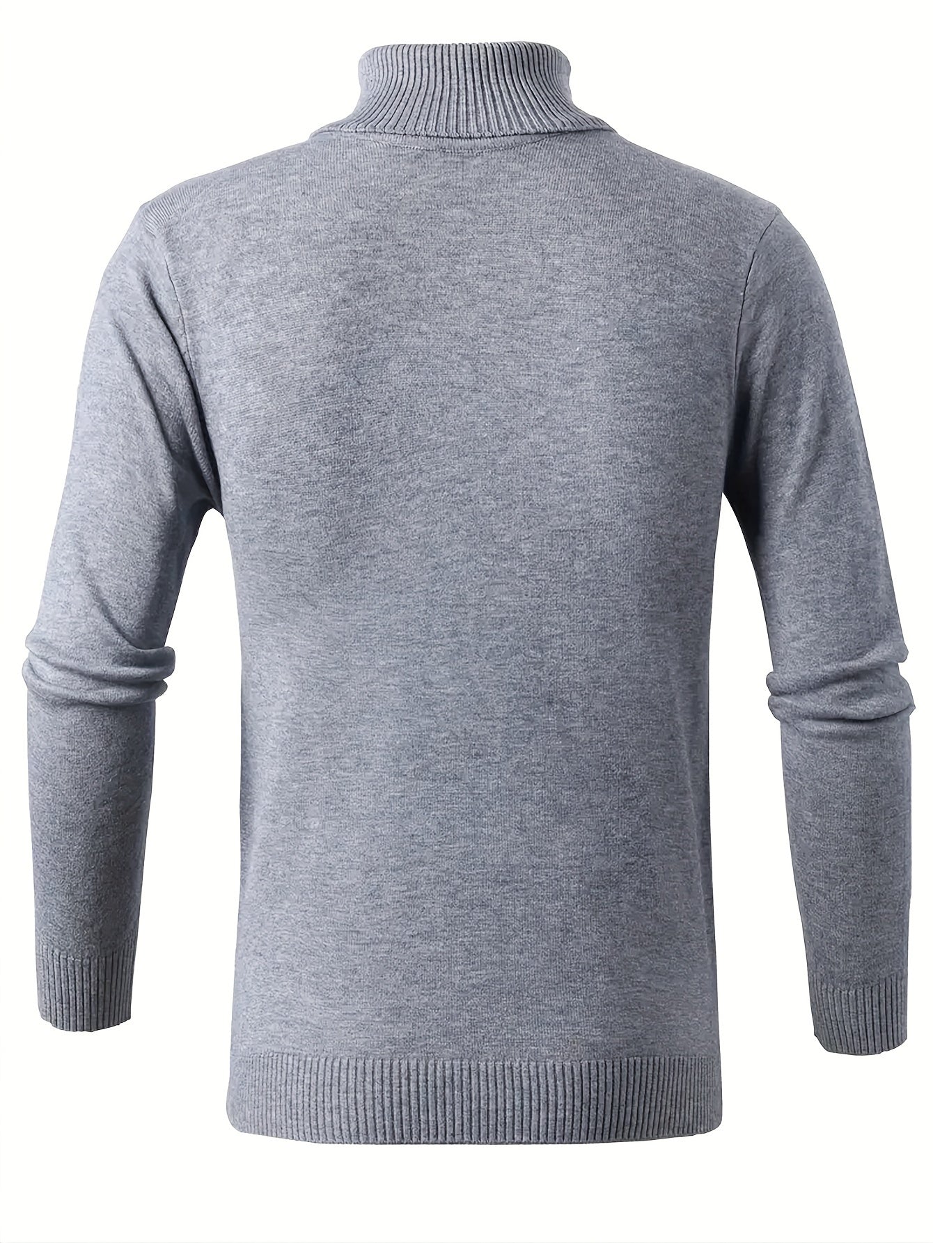 2024 Men's Solid Color Turtleneck Knitted Sweater Pullover, Warm Underwear Top for Autumn and Winter.