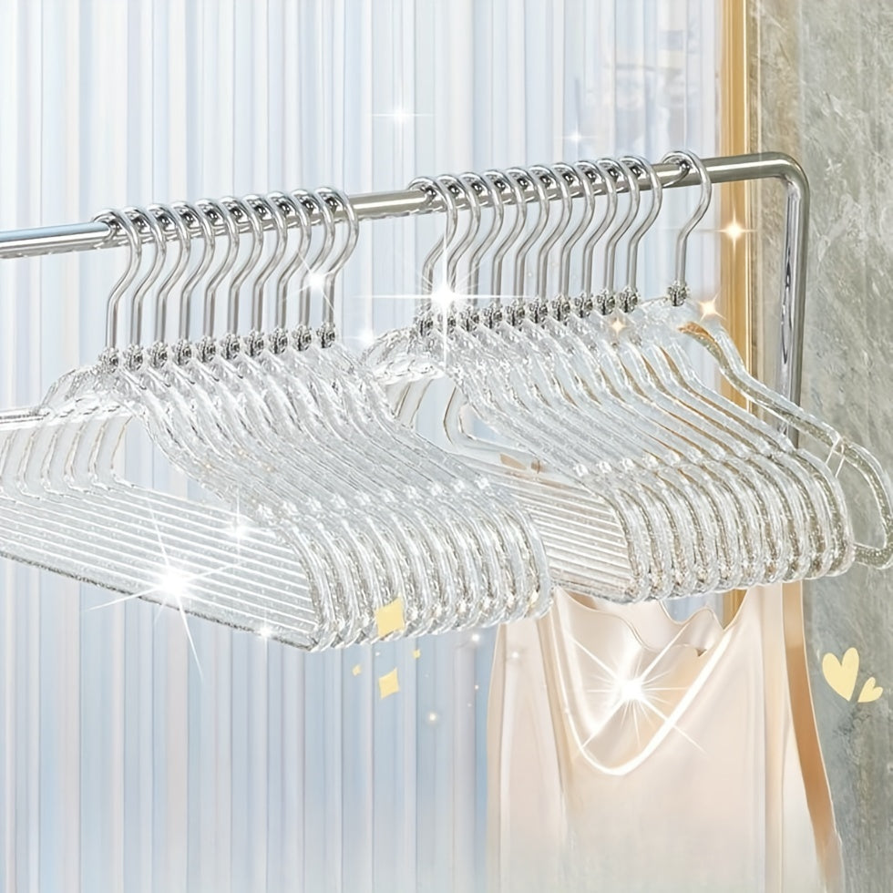 Clear Glitter Hanger with No Traces, Non-slip Design, Bulge-free, Ideal for Storing Clothes in the Bedroom or Home - Thickened Hanging Rack