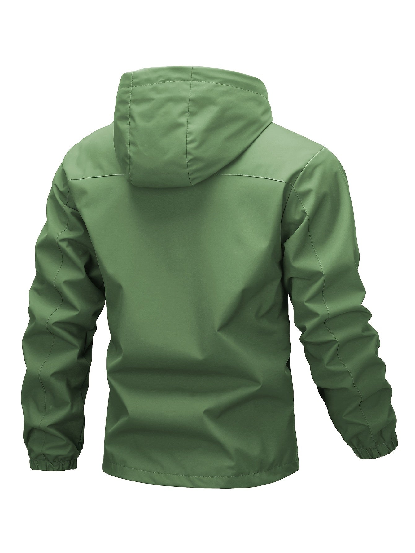 Outdoor men's jacket 1825 with windproof and waterproof design, hood, solid color, and multi-pocket.