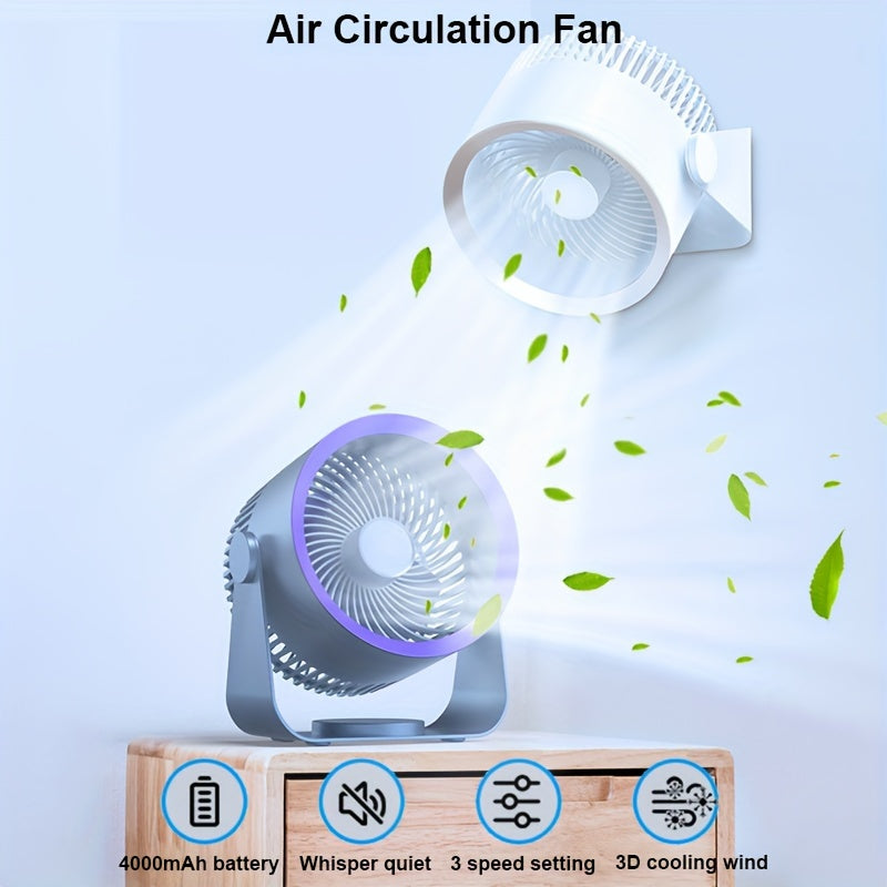 Versatile Large Wind Volume Rotating Fan, great for kitchen, living room, office, desk, bathroom, outdoor camping, and more!