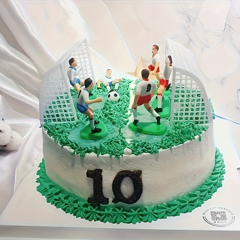 9-piece football team cake topper set for birthday parties and themed events, includes dessert decorations and baking supplies, perfect for winter and New Year celebrations.