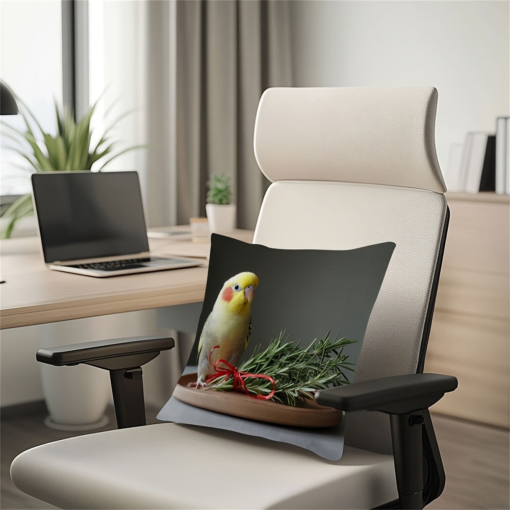 Throw Pillow Cover with Cockatiel Design - Made for Seasonal Decor with Durable and Double-Sided Features | Ideal for Living Room, Bedroom, or Office Sofa | Easy to Clean with Machine Washable Polyester Fabric (Insert Not Included)