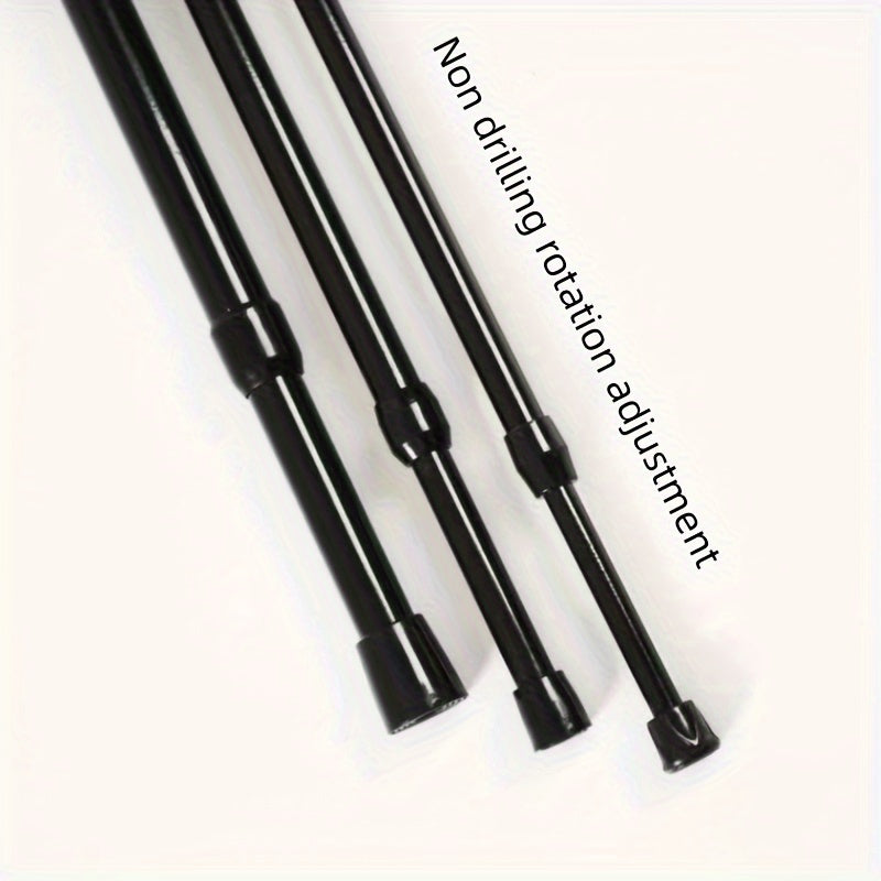 An assortment of punch-free telescopic rods available in different lengths, including curtain rods, balcony clothes drying rods, door curtain rods, installation-free single-pole clothes hanging rods, shower curtain rods, and support rods.