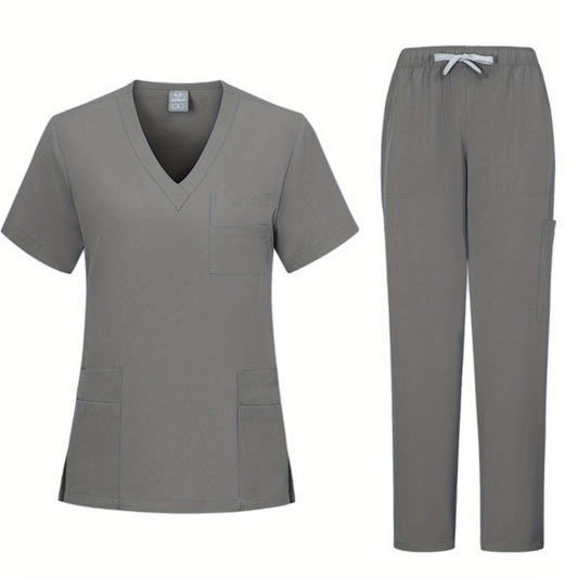 Frosted sets of surgical uniforms for women in medical, nursing, and beauty salon settings.