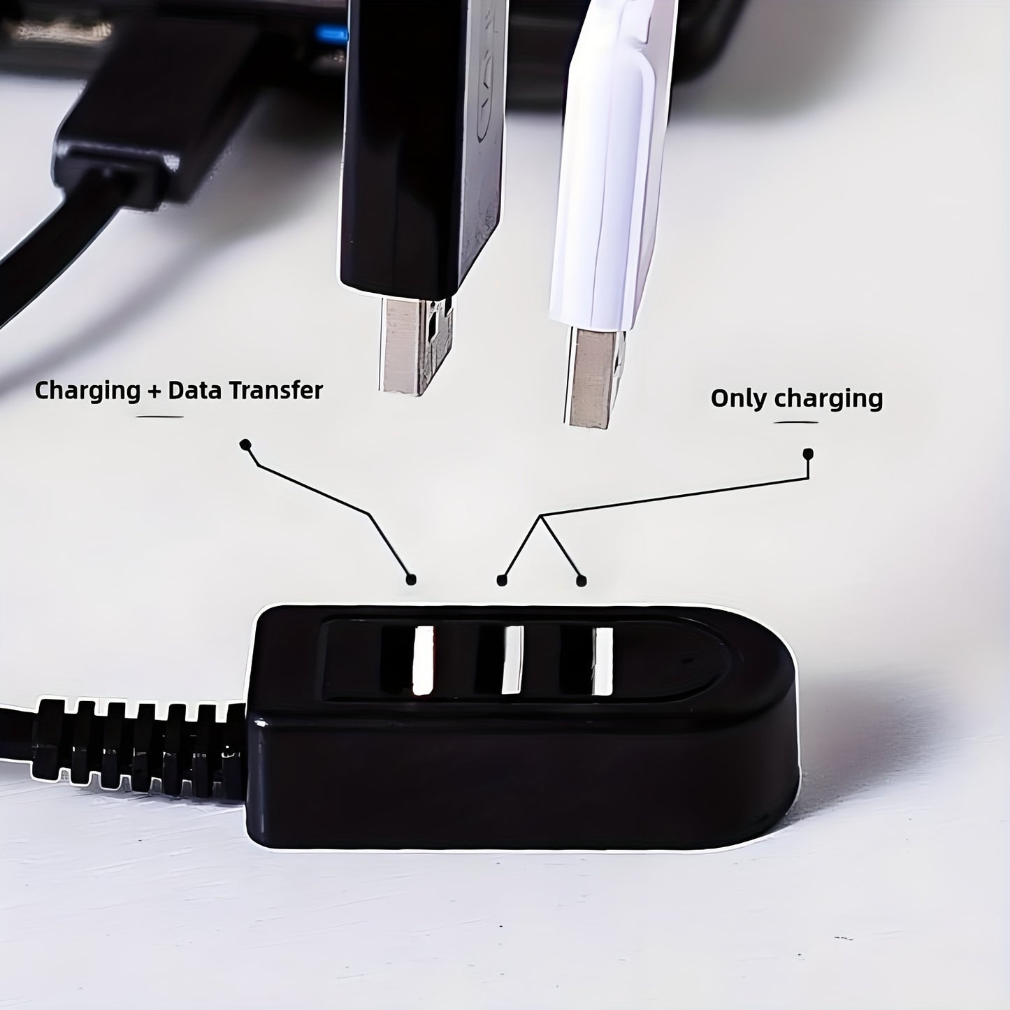 3-in-1 USB Multi-Port Adapter Cable with various functions including USB charging with data transfer, night light, card reader, fan, and other USB devices. Male to female polarity