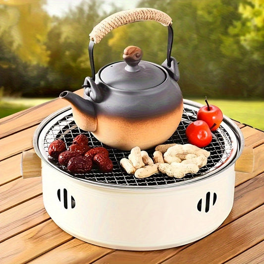 Portable Stainless Steel Split Barbecue Stove with Round Rack - Perfect for Outdoor Camping BBQ and Mini Barbecuing