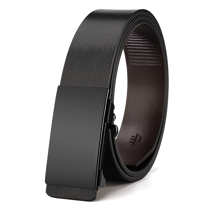 Casual men's faux leather belt with automatic alloy buckle, a stylish fashion accessory.