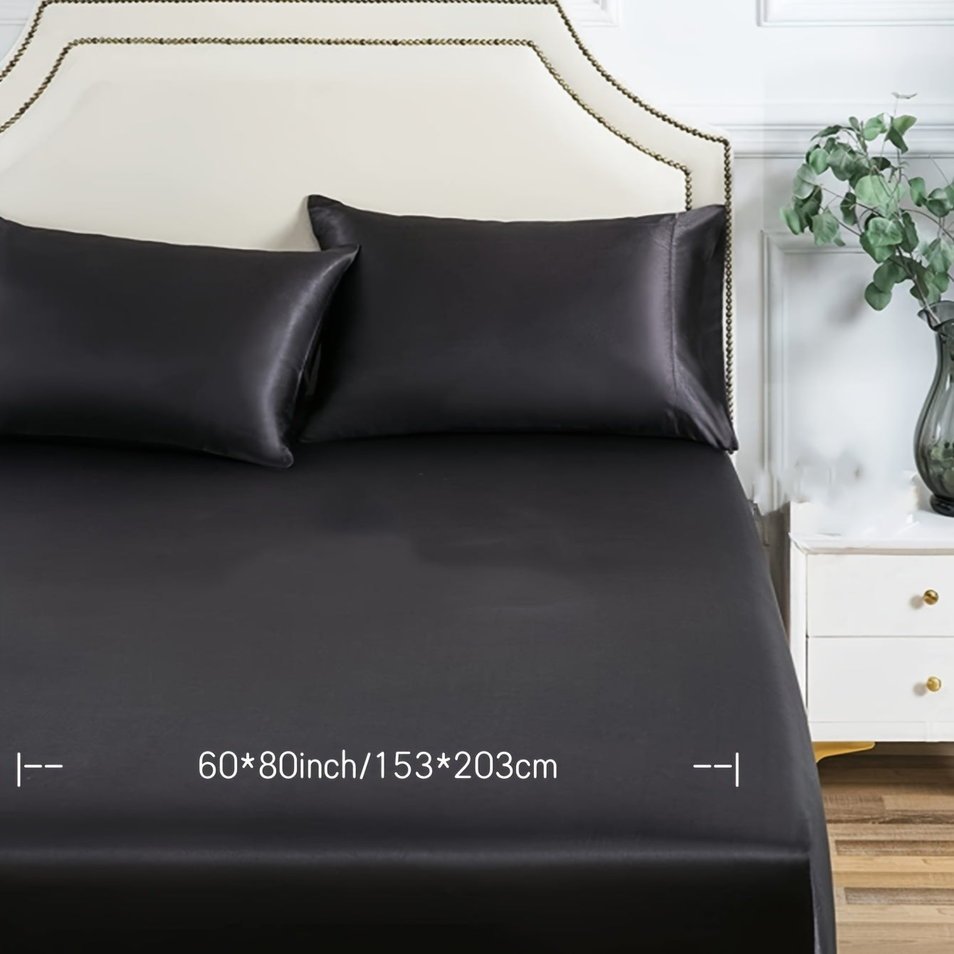 Satin Fitted Sheet in Solid Color, Luxurious Bedding for Bedroom and Guest Room