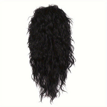 Rock out in this 80's style rock star wig, featuring fluffy coily hair with bangs in a punk-inspired design. Made from acrylic material, this unisex party costume headwear is perfect for clubbing and celebrations.