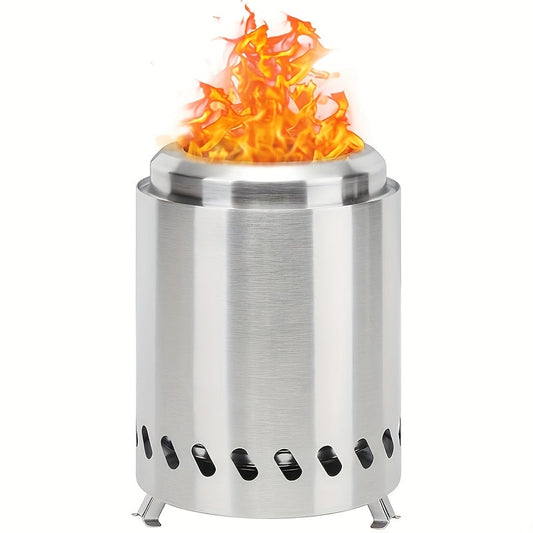 Introducing a compact and efficient stainless steel mini camping stove designed for hiking and outdoor adventures. This portable fire pit is perfect for backpacking, patios, gardens, and survival cooking.