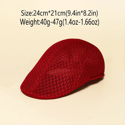 Breathable black mesh beret hat, adjustable for outdoor activities.