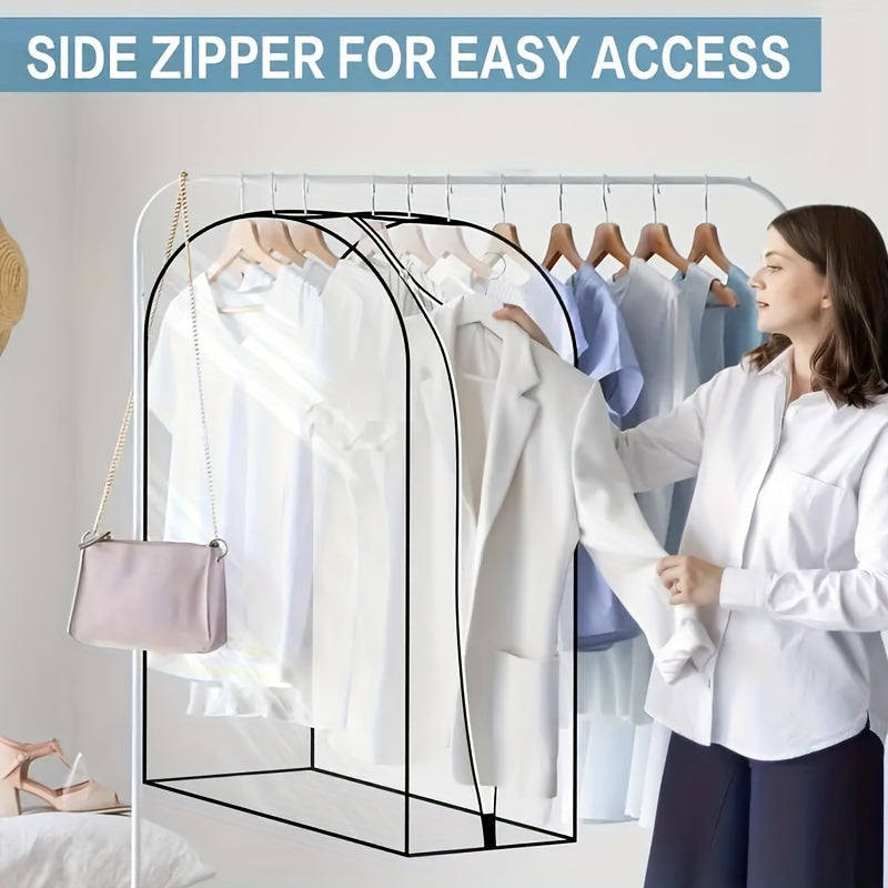 Clear Plastic Garment Bag with Zipper Closure - Ideal for Wardrobe Storage of Suits, Coats, Dresses, Shirts, and More