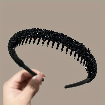 3-piece rhinestone hair grips set with anti-slip headband for styling.