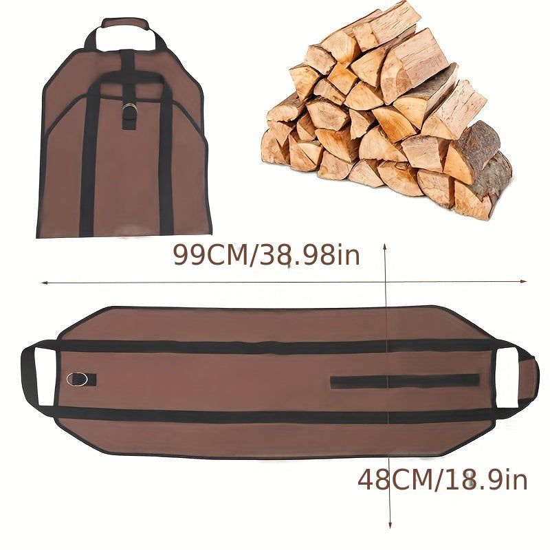 Large Capacity Firewood Storage Bag, perfect for organizing and transporting firewood outdoors.