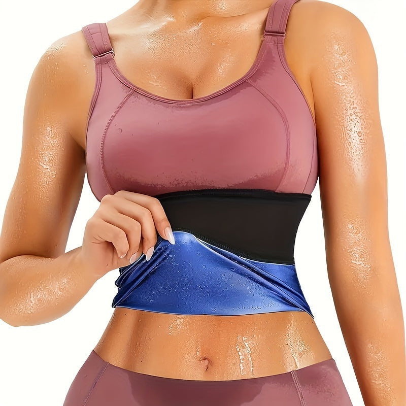 Women's sweat-sculpting waist belt for fitness training.