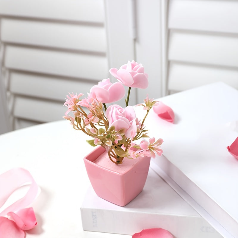 5 Mini artificial potted flowers for desktop decoration