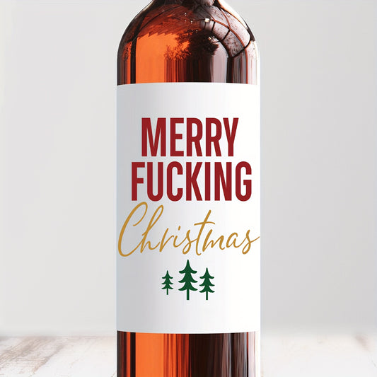 2 funny Christmas wine labels. Great gift for Secret Santa, friends, and colleagues. Perfect for holiday parties.