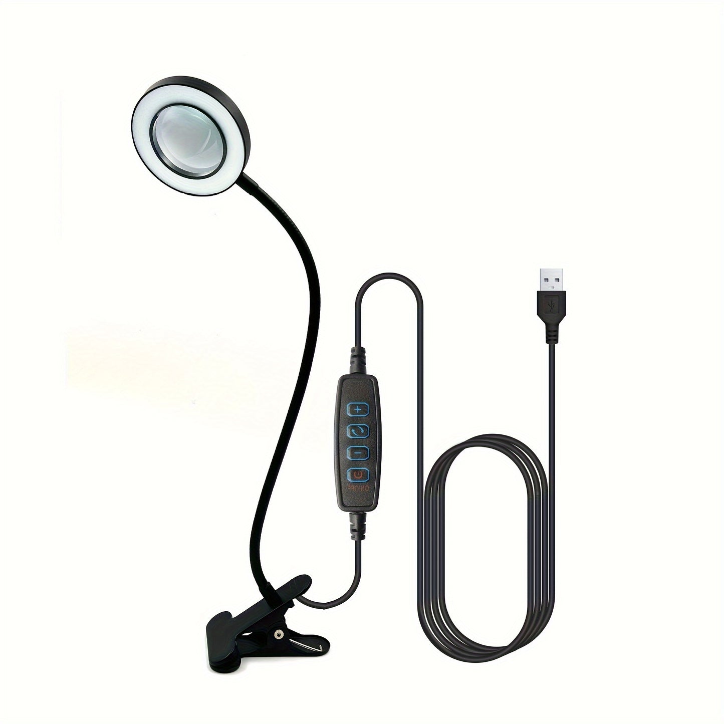 LED table lamp with eye protection for students, perfect for reading, manicures, facial treatments, tattoos, eyebrow embroidery, selfies, and providing additional light with a magnifying glass and clip for desktop use.