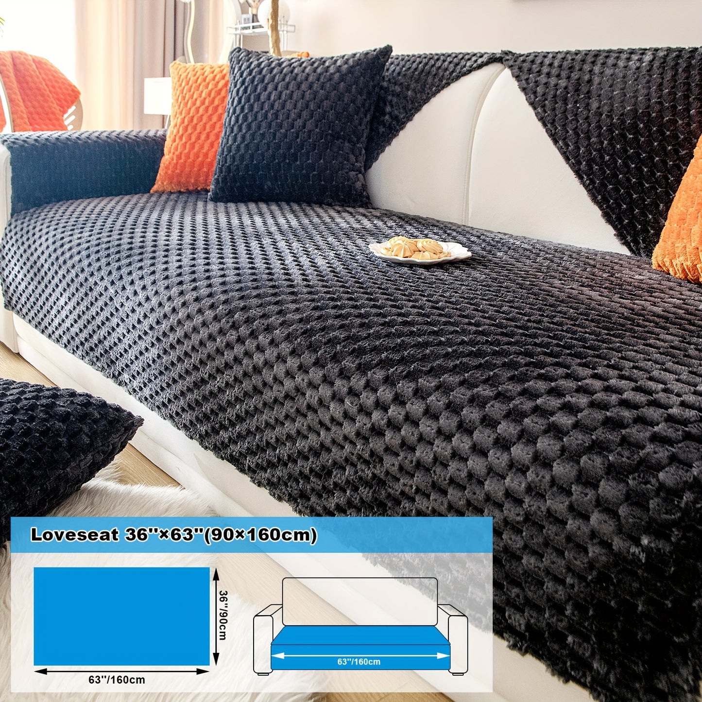 Modern honeycomb velvet sofa cover, pet-friendly, non-slip, thick furniture slipcover for armchairs to sectional sofas. Machine washable, made of 300-350gsm polyester. Offers cozy home accent and soft furnishing cover for your couch.