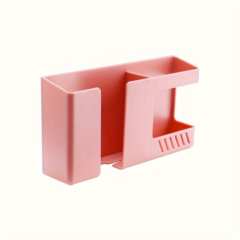 Wall mounted storage rack with punching free bracket and plastic storage box for versatile storage in home, dormitory, or rental housing.